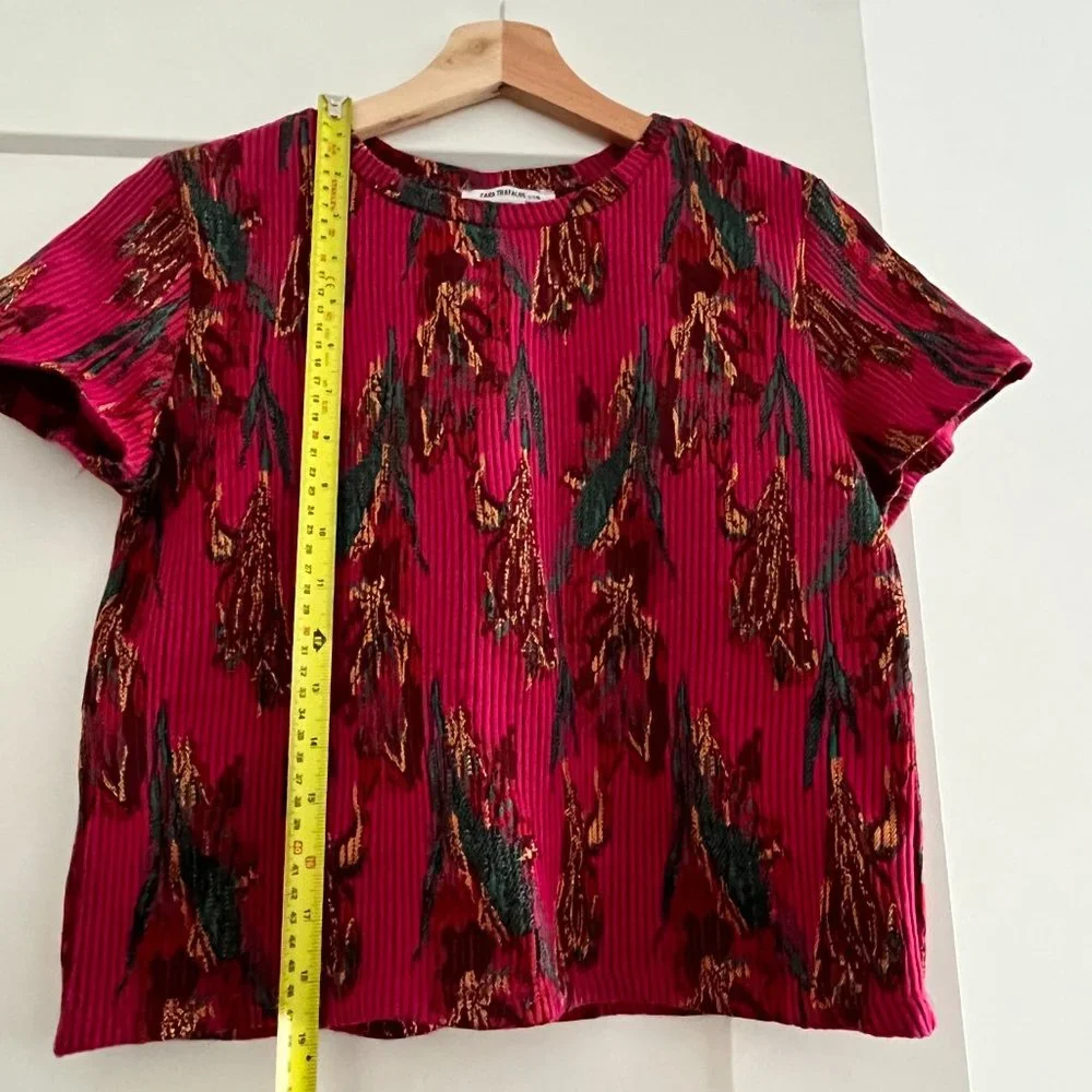 Zara Pink and Green Patterned Top - Picture 2 of 3